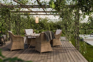 Marcus Spisegruppe 140 Rund + 4 Lenestoler m Pute - Natur - Hagemøbler & utemiljø - Hagegruppe - Spisegrupper hage