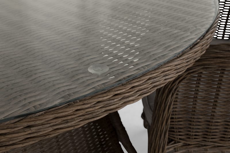 Marcus Spisegruppe 140 Rund + 4 Lenestoler m Pute - Natur - Hagemøbler & utemiljø - Hagegruppe - Spisegrupper hage