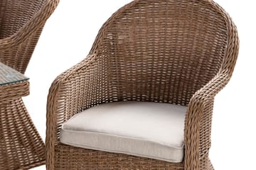 Marcus Spisegruppe 140 Rund + 4 Light Lenestoler m Pute - Natur - Hagemøbler & utemiljø - Hagegruppe - Spisegrupper hage