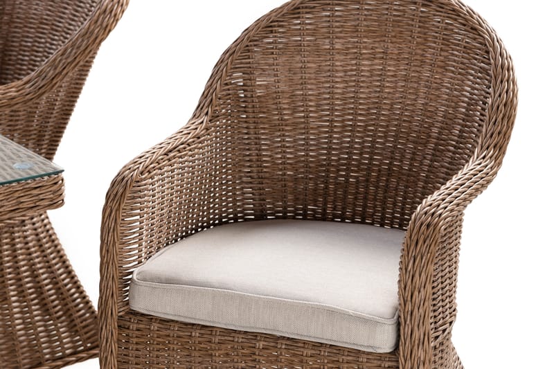 Marcus Spisegruppe 140 Rund + 4 Light Lenestoler m Pute - Natur - Hagemøbler & utemiljø - Hagegruppe - Spisegrupper hage