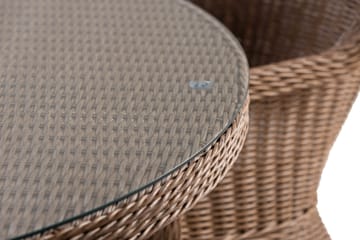 Marcus Spisegruppe 140 Rund + 4 Light Lenestoler m Pute - Natur - Hagemøbler & utemiljø - Hagegruppe - Spisegrupper hage