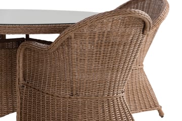 Marcus Spisegruppe 140 Rund + 4 Light Lenestoler m Pute - Natur - Hagemøbler & utemiljø - Hagegruppe - Spisegrupper hage