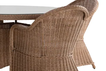 Marcus Spisegruppe 140 Rund + 6 Light Lenestoler m Pute - Natur - Hagemøbler & utemiljø - Hagegruppe - Spisegrupper hage