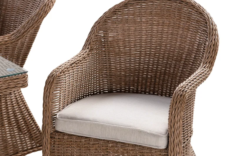 Marcus Spisegruppe 140 Rund + 6 Light Lenestoler m Pute - Natur - Hagemøbler & utemiljø - Hagegruppe - Spisegrupper hage