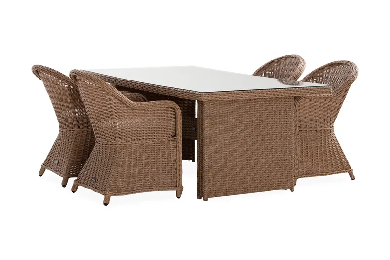 Marcus Spisegruppe 200 + 4 Light Lenestoler m Pute - Natur - Hagemøbler & utemiljø - Hagegruppe - Spisegrupper hage