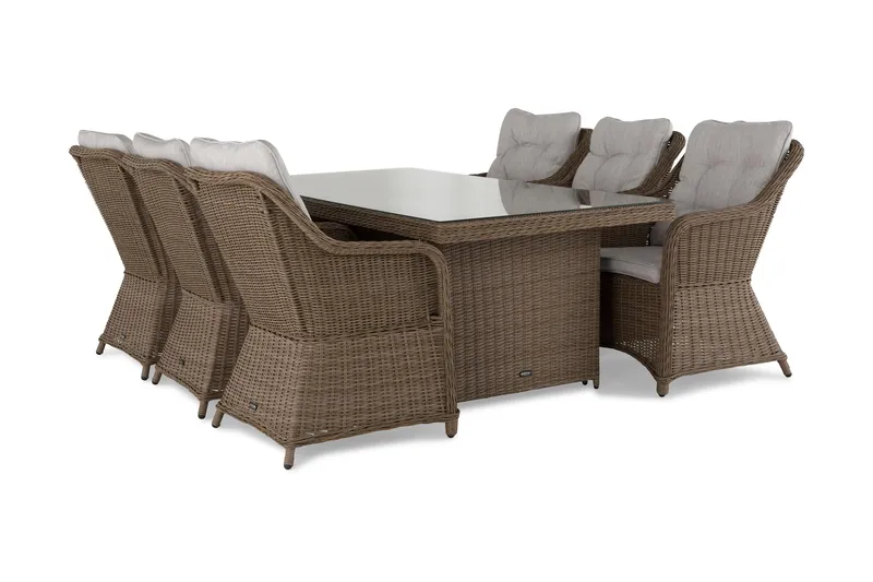 Marcus Spisegruppe 200 + 6 Lenestoler m Pute - Natur - Hagemøbler & utemiljø - Hagegruppe - Spisegrupper hage