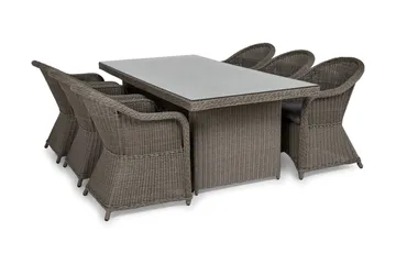 Marcus Spisegruppe 200 + 6 Light Lenetoler m Pute - Grå - Hagemøbler & utemiljø - Hagegruppe - Spisegrupper hage