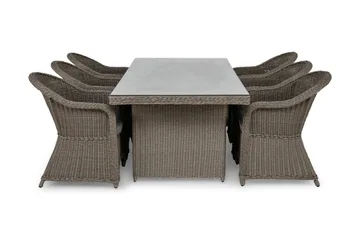 Marcus Spisegruppe 200 + 6 Light Lenetoler m Pute - Grå - Hagemøbler & utemiljø - Hagegruppe - Spisegrupper hage