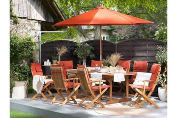 Maui Hagemøbler Med 8 Stoler + Paraply - Tre / Natur - Hagemøbler & utemiljø - Hagegruppe - Spisegrupper hage