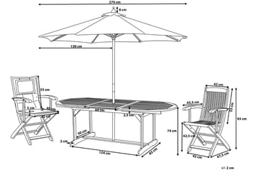 Maui Hagemøbler Med 8 Stoler + Paraply - Tre / Natur - Hagemøbler & utemiljø - Hagegruppe - Spisegrupper hage