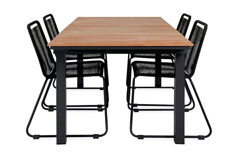 Mexico Forlengbar Spisegruppe 160cm + 4 Lindos Spisestoler, Svart