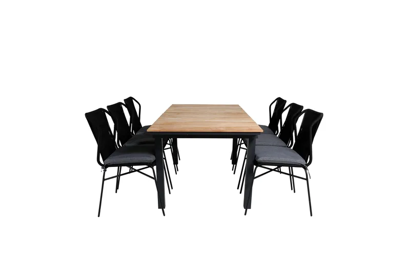 Mexico Forlengbar Spisegruppe 160cm + 6 Julian Stoler, Brun/Svart