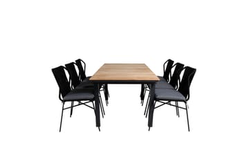 Mexico Forlengbar Spisegruppe 160cm + 6 Julian Stoler - Brun/Svart - Hagemøbler & utemiljø - Hagegruppe - Spisegrupper hage
