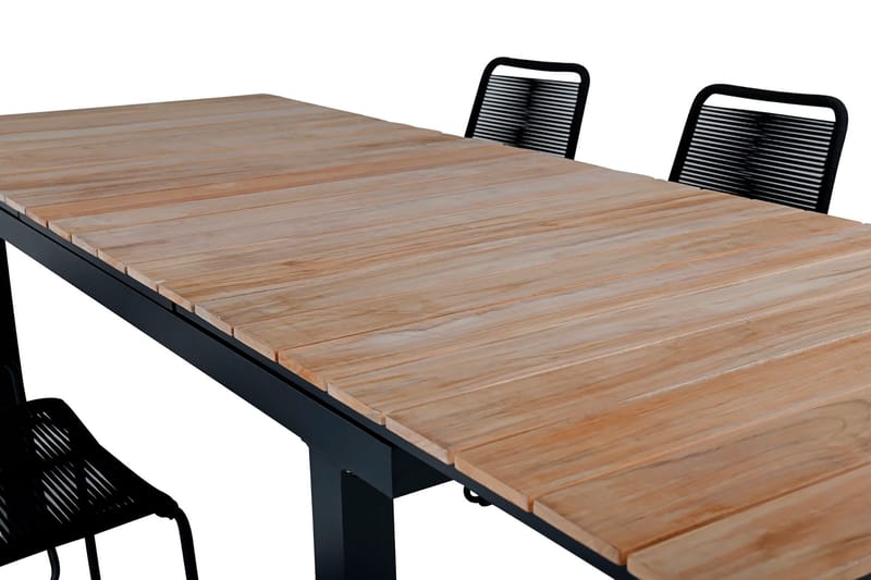 Mexico Forlengbar Spisegruppe 160cm + 6 Lindos Spisestoler - Svart - Hagemøbler & utemiljø - Hagegruppe - Spisegrupper hage