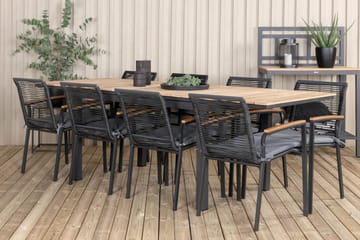 Mexico Forlengbar Spisegruppe 160cm + 8 Dallas Stoler - Brun/Svart - Hagemøbler & utemiljø - Hagegruppe - Spisegrupper hage