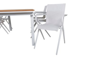 Mexico Forlengbar Spisegruppe 180cm + 6 Alina Stoler - Brun/Hvit - Hagemøbler & utemiljø - Hagegruppe - Spisegrupper hage