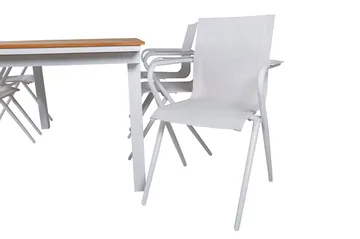 Mexico Forlengbar Spisegruppe 180cm + 6 Alina Stoler - Brun/Hvit - Hagemøbler & utemiljø - Hagegruppe - Spisegrupper hage