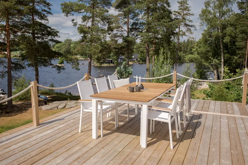 Mexico Spisegruppe 200cm + 6 Texas Karmstoler, Svart/Grå