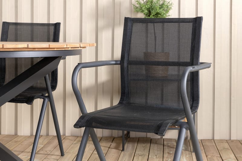 Mexico Spisegruppe Rund Ø140cm + 4 Alina Spisestoler - Brun/Hvit - Hagemøbler & utemiljø - Hagegruppe - Spisegrupper hage