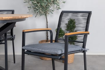 Mexico Spisegruppe Rund Ø140cm + 4 Dallas Spisestoler - Svart - Hagemøbler & utemiljø - Hagegruppe - Spisegrupper hage