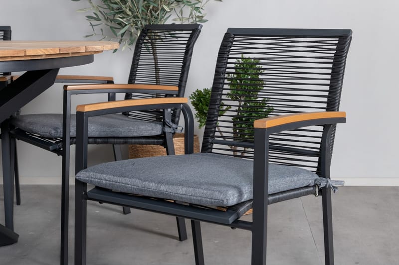 Mexico Spisegruppe Rund Ø140cm + 6 Dallas Spisestoler - Svart - Hagemøbler & utemiljø - Hagegruppe - Spisegrupper hage