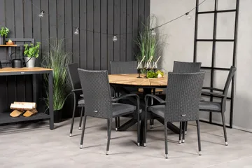 Mexico Spisegruppe Rund Ø140cm + 6 Anna Karmstoler - Natur - Hagemøbler & utemiljø - Hagegruppe - Spisegrupper hage
