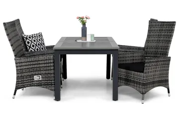 Monaco Spisegruppe 152-210+4 Jenny Regulerbare Stoler+Puter - Svart/Grå - Hagemøbler & utemiljø - Hagegruppe - Spisegrupper hage