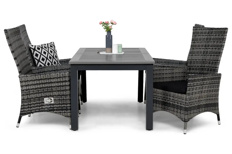 Monaco Spisegruppe 152-210+4 Jenny Regulerbare Stoler+Puter - Svart/Grå - Hagemøbler & utemiljø - Hagegruppe - Spisegrupper hage