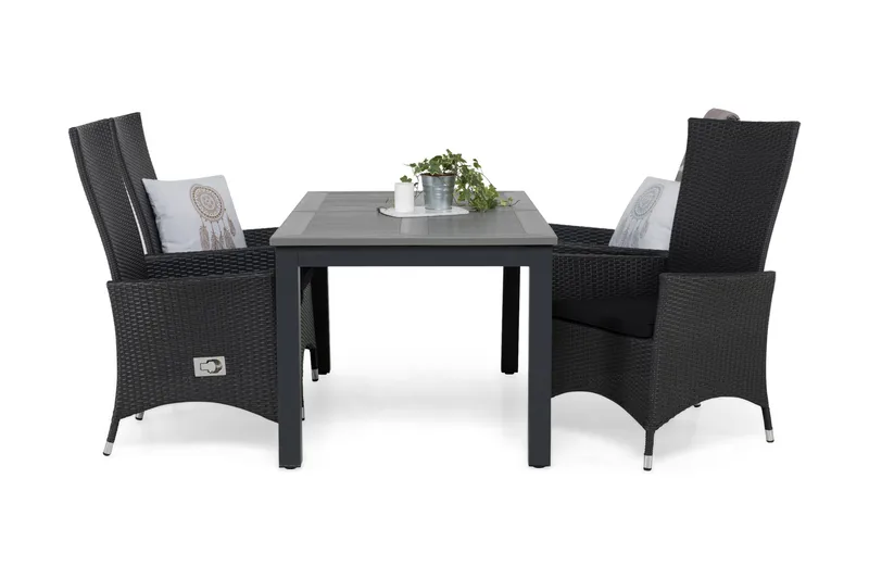Monaco Spisegruppe 152-210+4 Jenny Regulerbare Stoler+Puter - Svart - Hagemøbler & utemiljø - Hagegruppe - Spisegrupper hage