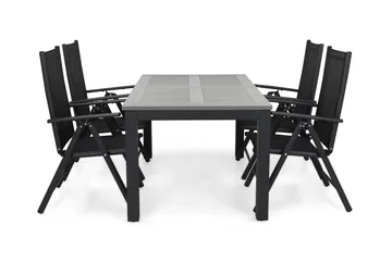 Monaco Spisegruppe 152-210+4 Maggie Posisjonsstoler - Svart - Hagemøbler & utemiljø - Hagegruppe - Spisegrupper hage