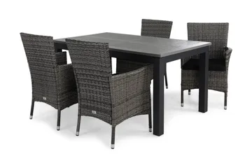 Monaco Spisegruppe 152-210+4 Thor Stoler+Puter - Svart/Grå - Hagemøbler & utemiljø - Hagegruppe - Spisegrupper hage
