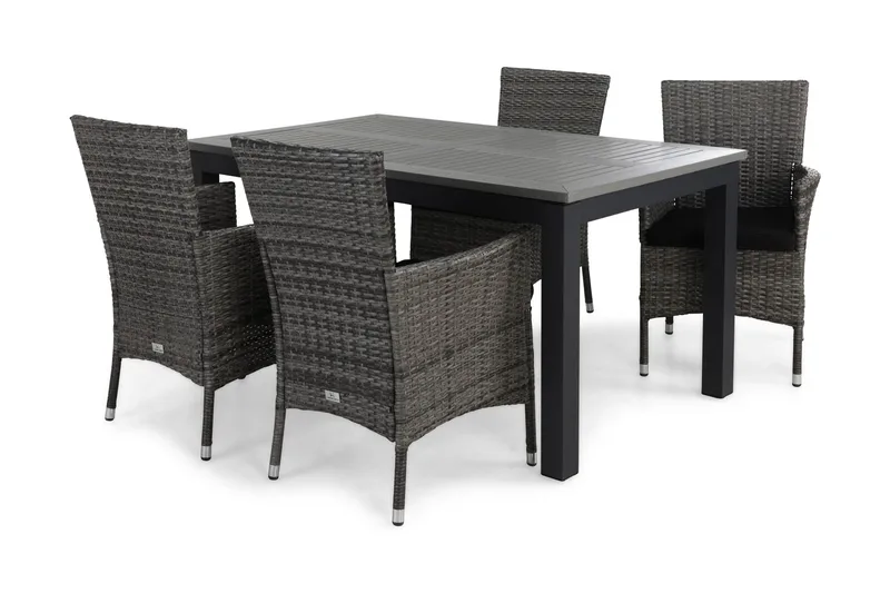 Monaco Spisegruppe 152-210+4 Thor Stoler+Puter, Svart/Grå