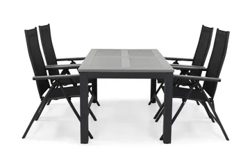 Monaco Spisegruppe 152-210+4 Posisjonsstoler - Svart/Grå - Hagemøbler & utemiljø - Hagegruppe - Spisegrupper hage