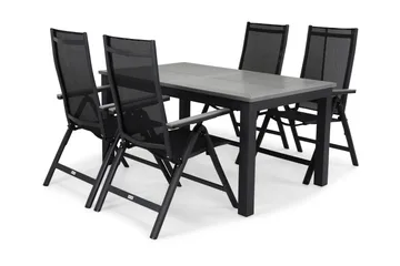 Monaco Spisegruppe 152-210+4 Posisjonsstoler - Svart/Grå - Hagemøbler & utemiljø - Hagegruppe - Spisegrupper hage