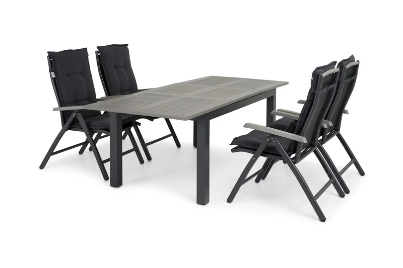 Monaco Spisegruppe 152-210+4 Posisjonsstoler Lyx - Svart - Hagemøbler & utemiljø - Hagegruppe - Spisegrupper hage