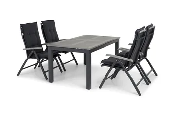 Monaco Spisegruppe 152-210+4 Posisjonsstoler Lyx - Svart - Hagemøbler & utemiljø - Hagegruppe - Spisegrupper hage