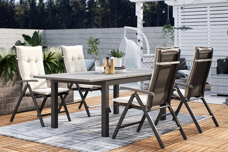 Monaco Spisegruppe 152-210+4 Posisjonsstoler Lyx - Svart - Hagemøbler & utemiljø - Hagegruppe - Spisegrupper hage