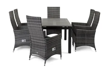 Monaco Spisegruppe 152-210+6 Jenny Regulerbare Stoler - Svart/Grå - Hagemøbler & utemiljø - Hagegruppe - Spisegrupper hage