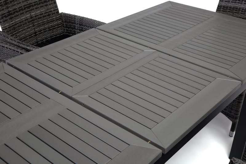 Monaco Spisegruppe 152-210+6 Jenny Regulerbare Stoler - Svart/Grå - Hagemøbler & utemiljø - Hagegruppe - Spisegrupper hage