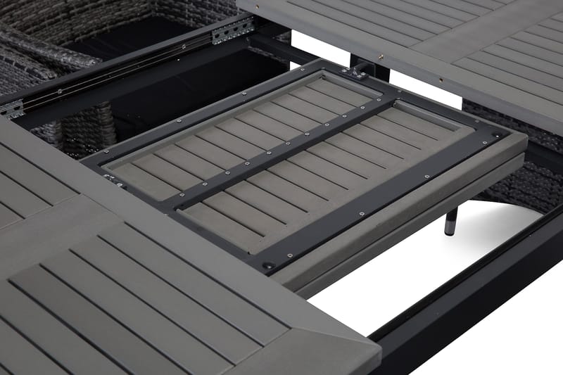 Monaco Spisegruppe 152-210+6 Jenny Regulerbare Stoler - Svart/Grå - Hagemøbler & utemiljø - Hagegruppe - Spisegrupper hage