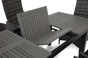 Monaco Spisegruppe 152-210+6 Jenny Regulerbare Stoler - Svart/Grå - Hagemøbler & utemiljø - Hagegruppe - Spisegrupper hage