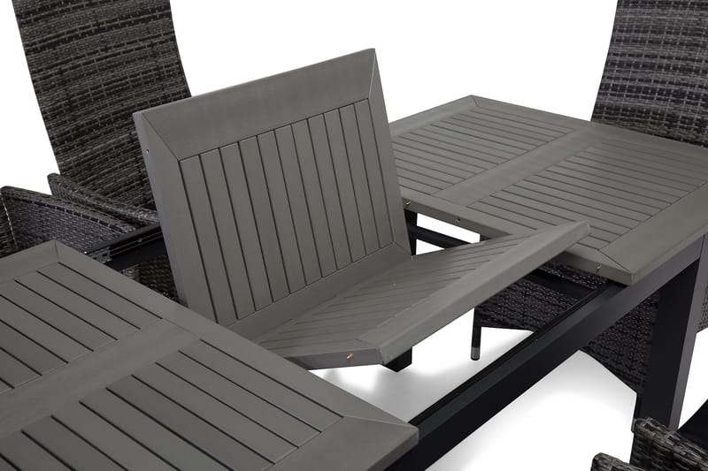 Monaco Spisegruppe 152-210+6 Jenny Regulerbare Stoler - Svart/Grå - Hagemøbler & utemiljø - Hagegruppe - Spisegrupper hage