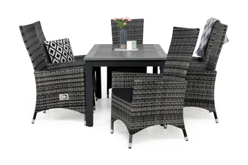 Monaco Spisegruppe 152-210+6 Jenny Regulerbare Stoler+Puter - Svart/Grå - Hagemøbler & utemiljø - Hagegruppe - Spisegrupper hage