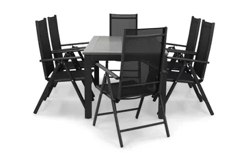 Monaco Spisegruppe 152-210+6 Maggie Posisjonsstoler - Svart - Hagemøbler & utemiljø - Hagegruppe - Spisegrupper hage