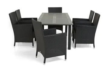 Monaco Spisegruppe 152-210+6 Thor Lyx Stoler - Svart - Hagemøbler & utemiljø - Hagegruppe - Spisegrupper hage