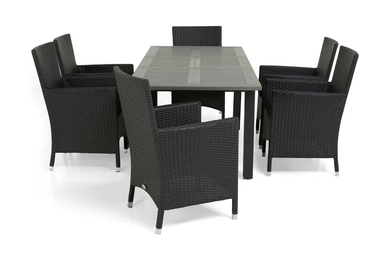 Monaco Spisegruppe 152-210+6 Thor Lyx Stoler - Svart - Hagemøbler & utemiljø - Hagegruppe - Spisegrupper hage