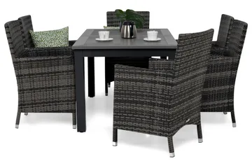 Monaco Spisegruppe 152-210+6 Thor Stoler - Svart/Grå - Hagemøbler & utemiljø - Hagegruppe - Spisegrupper hage