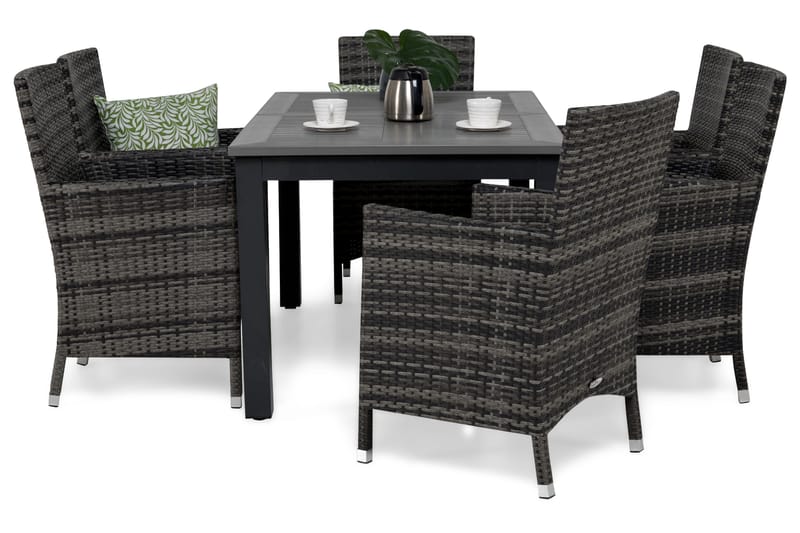 Monaco Spisegruppe 152-210+6 Thor Stoler - Svart/Grå - Hagemøbler & utemiljø - Hagegruppe - Spisegrupper hage