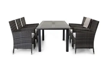 Monaco Spisegruppe 152-210+6 Thor Stoler - Svart/Grå - Hagemøbler & utemiljø - Hagegruppe - Spisegrupper hage