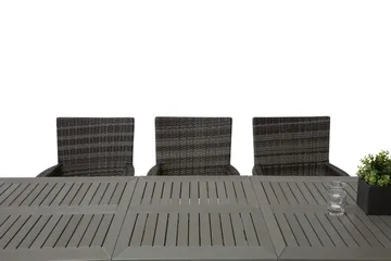 Monaco Spisegruppe 152-210+6 Thor Stoler - Svart/Grå - Hagemøbler & utemiljø - Hagegruppe - Spisegrupper hage